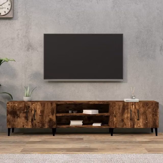 Berkfield Home Smoked Oak TV Cabinet in Brown, W/D/H: 180 x 31.5 x 40 cm