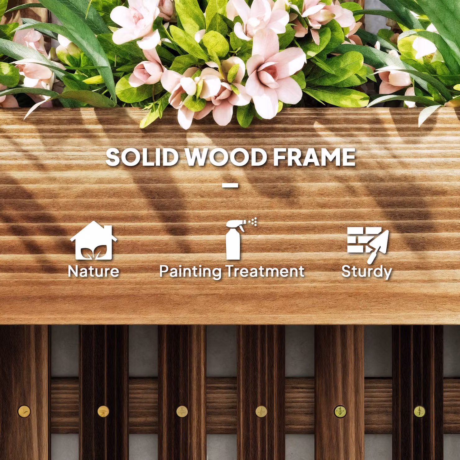 Outsunny Set of 2 Brown Carbonised Wooden Wall-mounted Garden Planters with Trellis and Movable Planter Boxes – 6