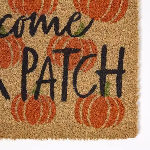 Homescapes Pumpkin Patch Coir Doormat, Orange and Black, W/D: 60 x 40 cm – 2