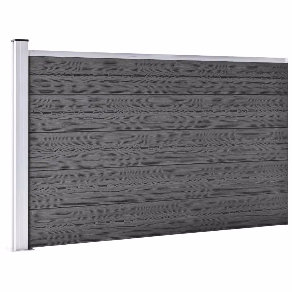 Berkfield Home WPC Fence Panel Set in Black, W: 353 cm, H: 105 cm – 3