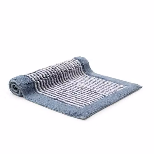 Christy Portobello Stripe Cotton Bath Mat, Blue, W: 80 cm, D: 50 cm – 1