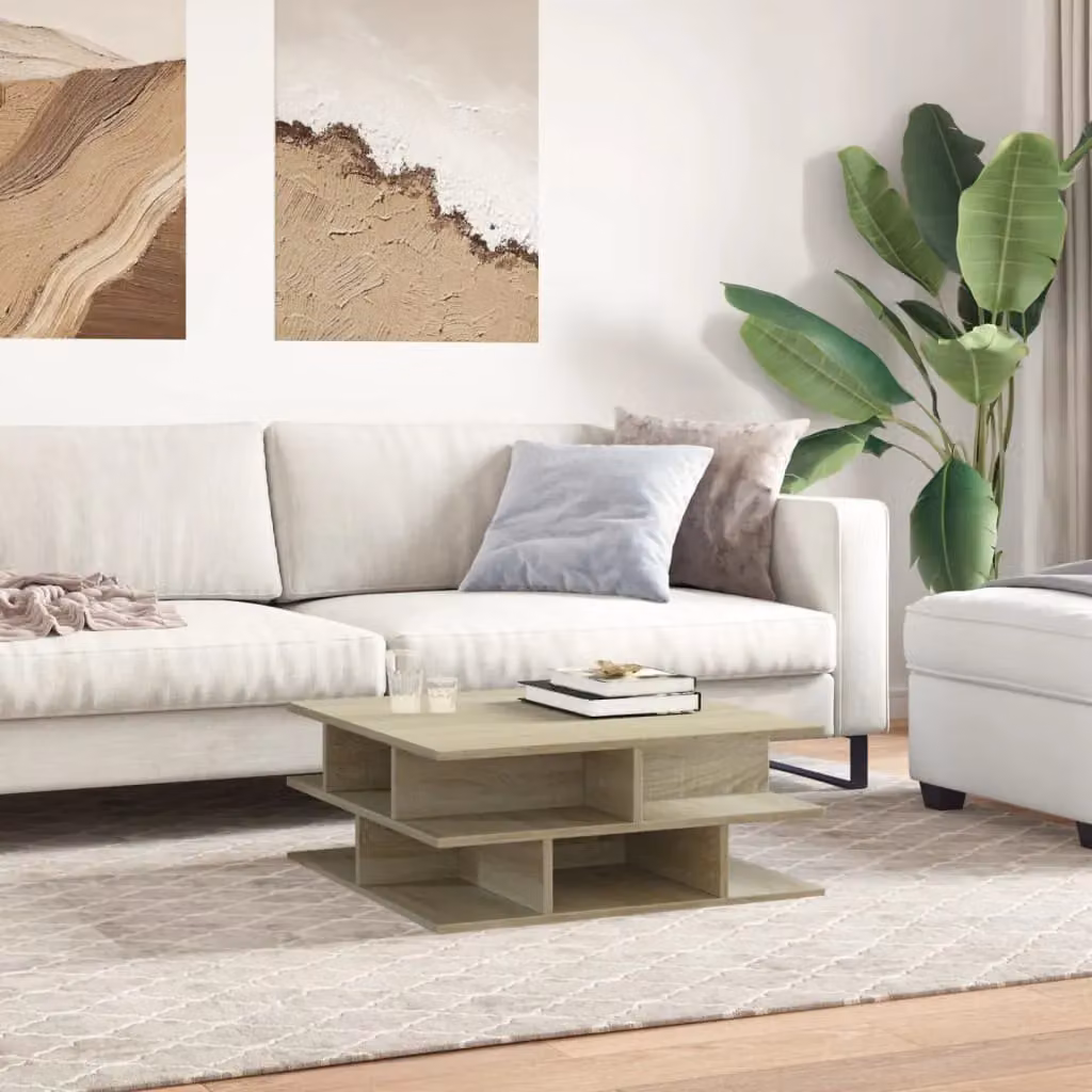 Berkfield Home Sonoma Oak Coffee Table in Brown, W/D/H: 70 x 70 x 29 cm – 3