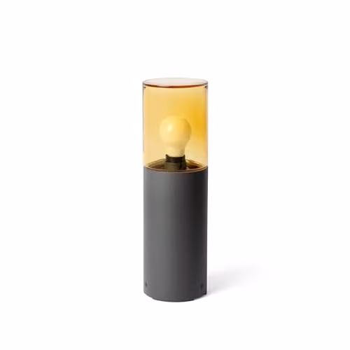 Netlighting Kila Dark Grey Beacon Pedestal Lamp with Amber Glass, Height: 40 cm, IP65