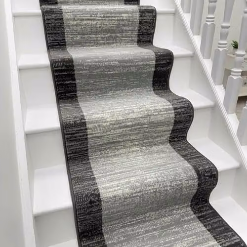 runrug Soft and Durable Machine Woven Stair Runner in Morning Mist Light Grey, W: 70 cm, L: 600 cm