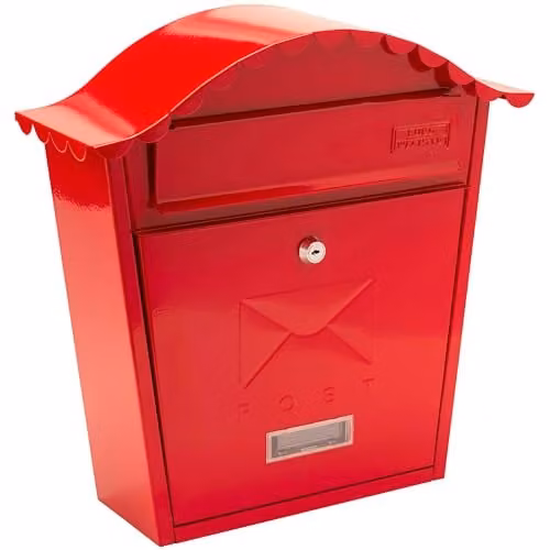 Burg-Wächter Red Classic Wall Mounted Galvanised Steel Lockable Weatherproof Post Box W: 36 cm, H: 37 cm, D: 13 cm – 1