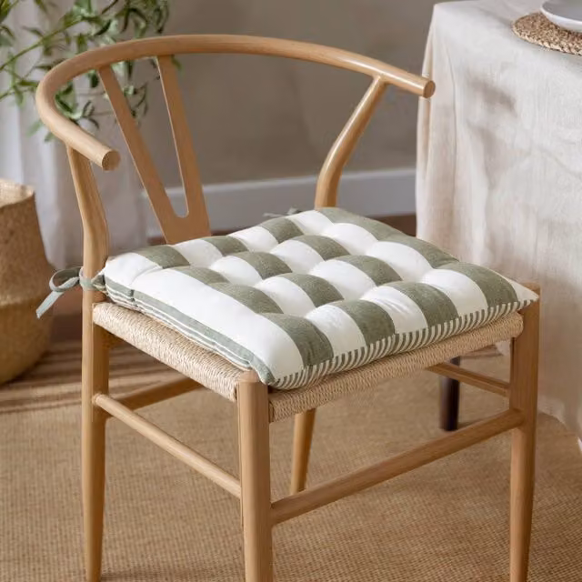 Yard Hayle Striped 100% Cotton Seat Pads, 2 Pack in Green, W/D/H: 40 x 40 x 40 cm – 1