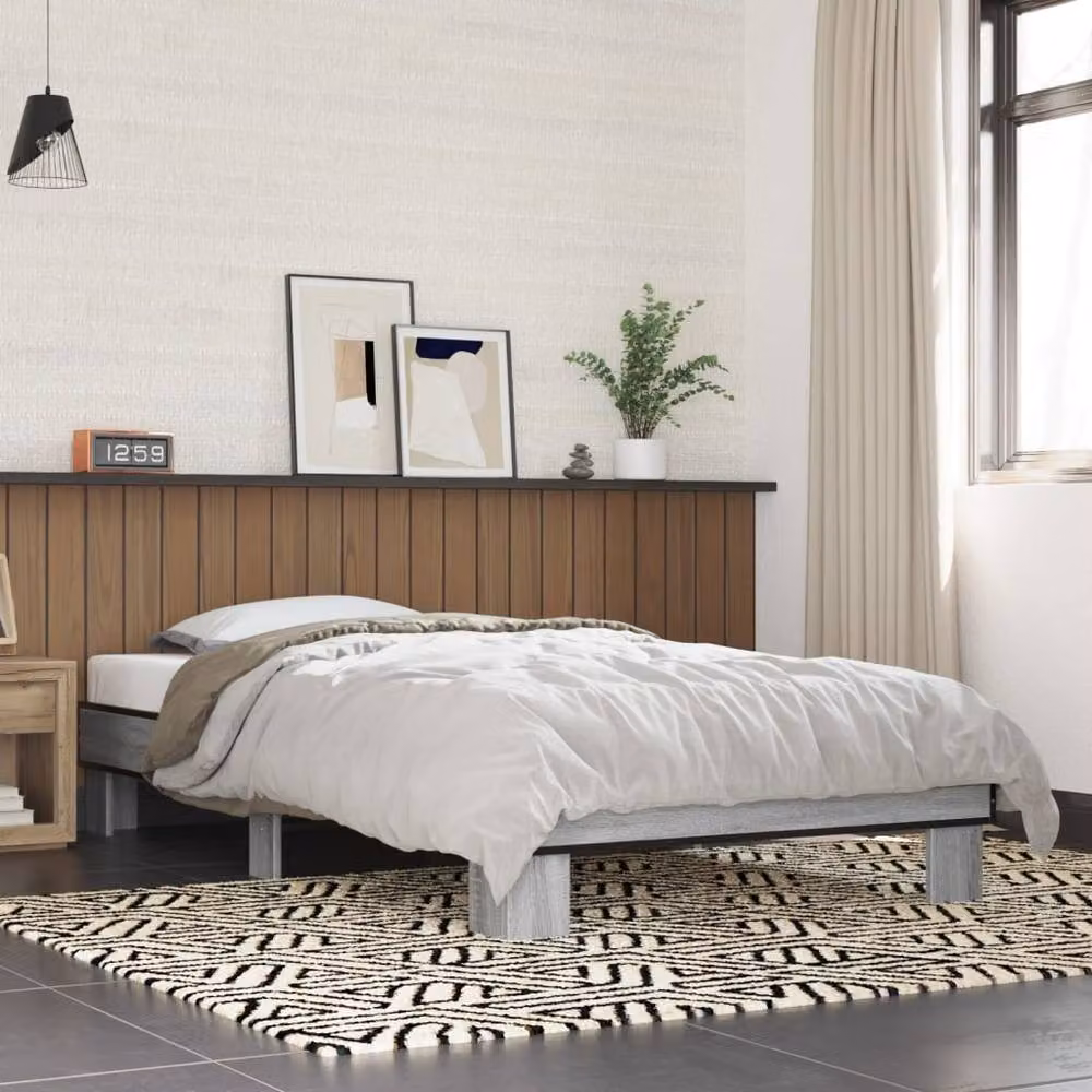 Berkfield Home Sonoma Durable Bed Frame in Grey, W/D/H: 90 x 200 x 30 cm – 2