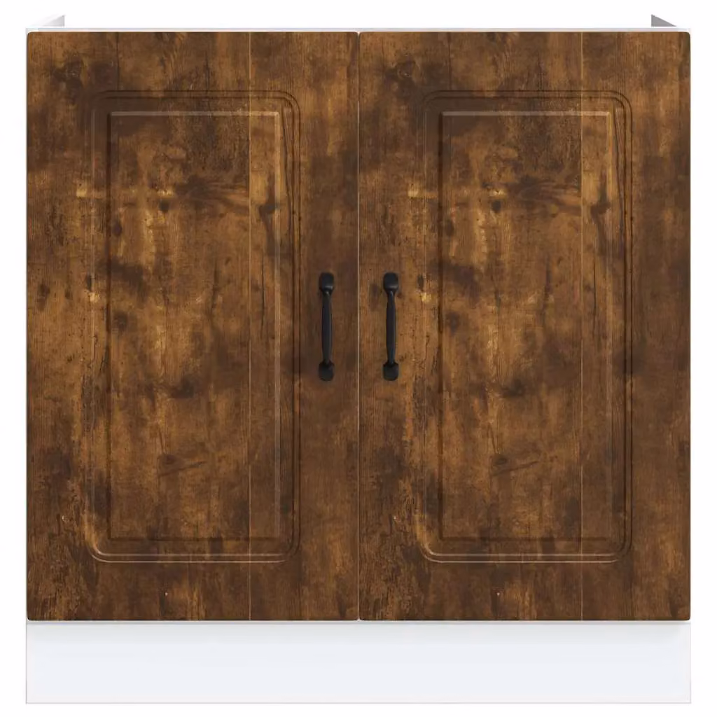 Berkfield Home Kalmar Smoked Oak Sink Base Cabinet, Brown, W/D/H: 80 x 46 x 81.5 cm – 3