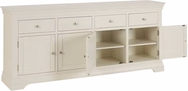 FORGEVIO Wilmslow Extra Large Sideboard with 4 Doors and 4 Drawers in White and Cream Painted Wood – 1
