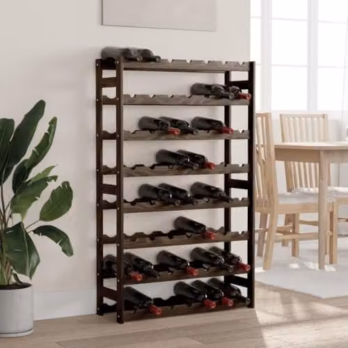vidaXL Black Solid Pine Wood Wine Rack for 56 Bottles – 2