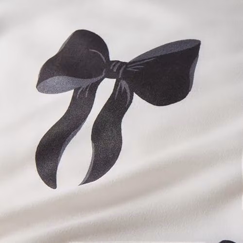 OHS King Size Reversible Bow Printed Microfibre Bedding Set in White and Black, W/D/H: 230 x 220 x 230 cm – 6