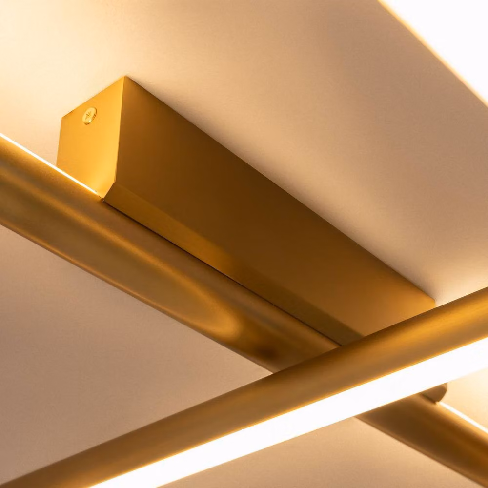 Netlighting Radiance Modern Square LED Semi Ceiling Light in Gold and White with 2250lm Warm White Output – 3