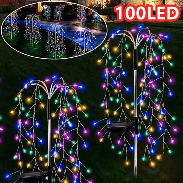 SPETLEK 6-Pack Solar Powered Multicolour LED Firework Garden Lights with Dusk Sensor and Copper Stem – 1