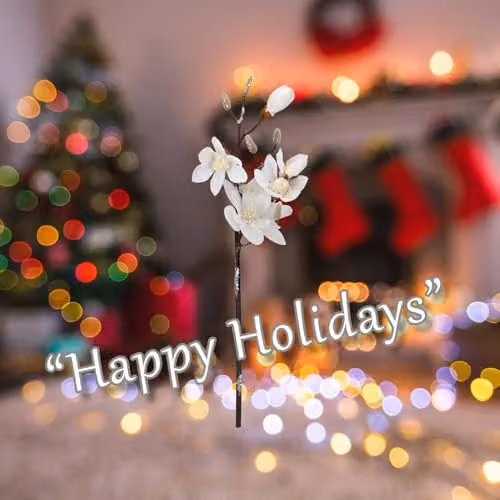 VFM e-Store Gold and White Fabric Magnolia Floral Spray Christmas Decoration, H 70 cm x W 19 cm – 3
