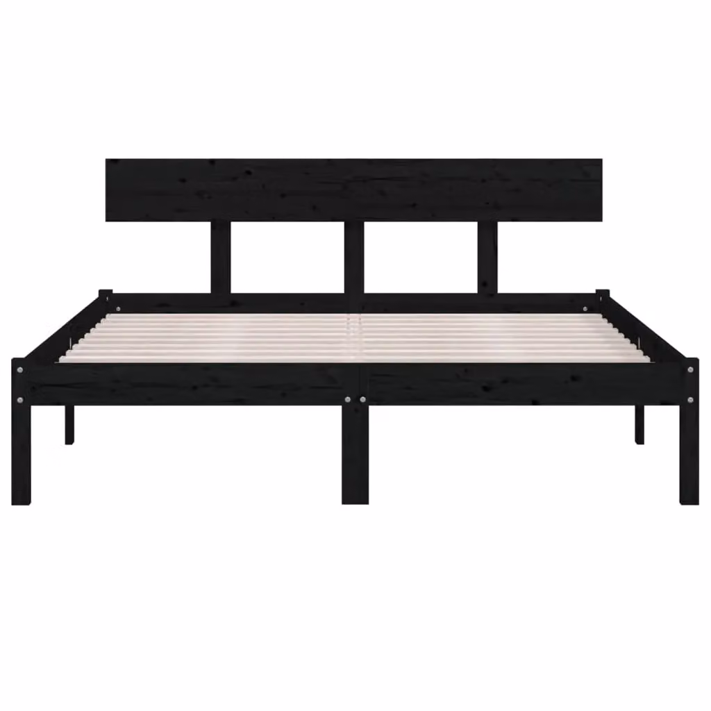 Berkfield Home Modern Solid Wood Bed Frame in Black, W/D/H: 140 x 190 cm – 3