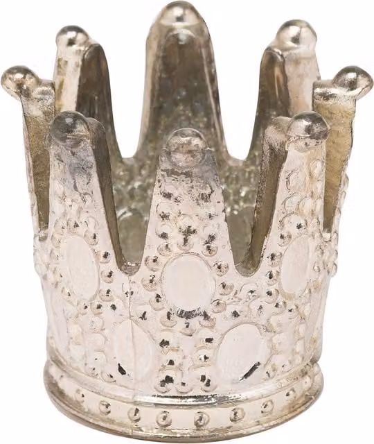 KDMK Royal Accent Crown Tealight Holder in Silver Metal