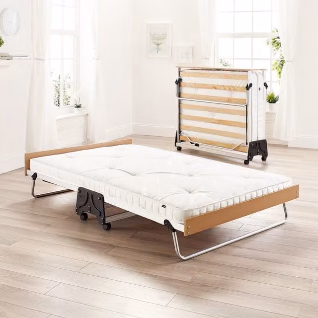 Jay-Be Folding J-Bed with Anti-Allergy Pocket Sprung Mattress, Small Double, Black, W/D/H: 120 x 200 cm
