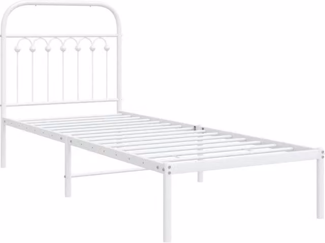 Berkfield Home Metal Bed Frame with Headboard, White, W/D/H: 80 x 200 cm – 1