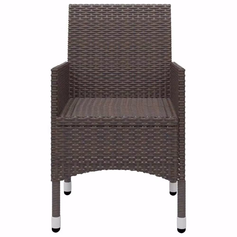 Berkfield Home 3 Piece Modern Acacia Wood and Steel Garden Dining Set with Brown Cushions