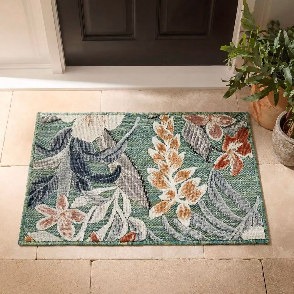 Desire Rugs Gardenia Floral Indoor Outdoor Area Rug in Green, W/D/H: 120 x 170 cm – 3