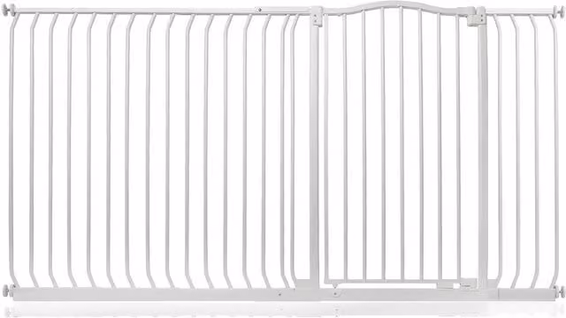 Safetots Extra Tall Curved Top Safety Gate in Matt White, Extendable No-Drill Swing Door for Doors and Stairs, Width: 189 cm - 280 cm