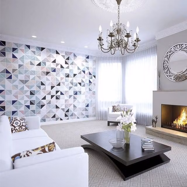 Origin Murals Geometry Blush and Jade Wall Mural in Pink, Green, Yellow and Multicolour