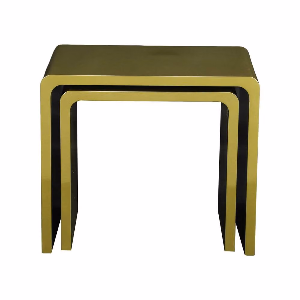 sweeek Set of 2 Nesting Tables with Glossy Finish in Beige – 3