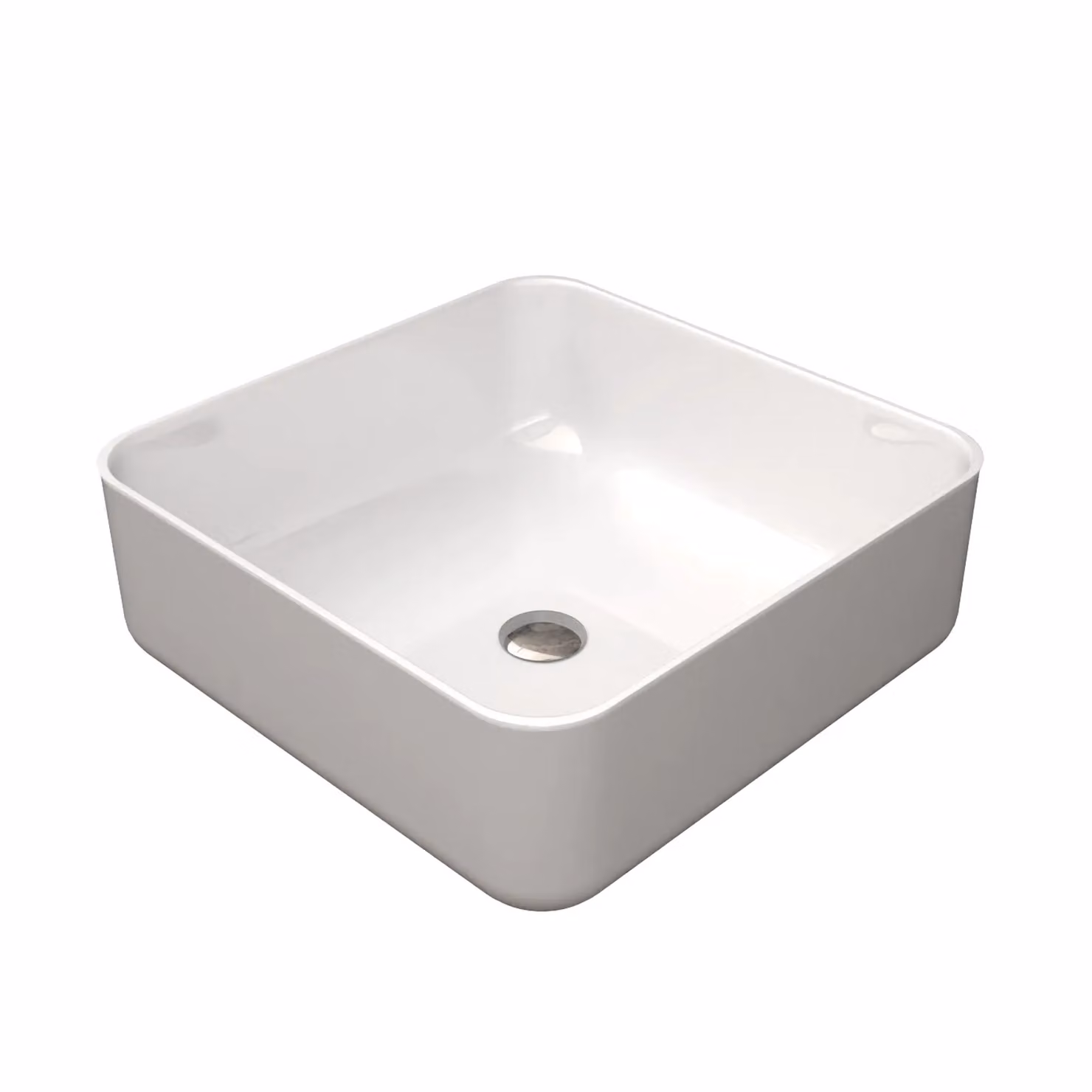 Nes Home Oscott Gloss White Square Countertop Basin W: 39.0 cm, D: 13.5 cm, H: 13.5 cm – 2