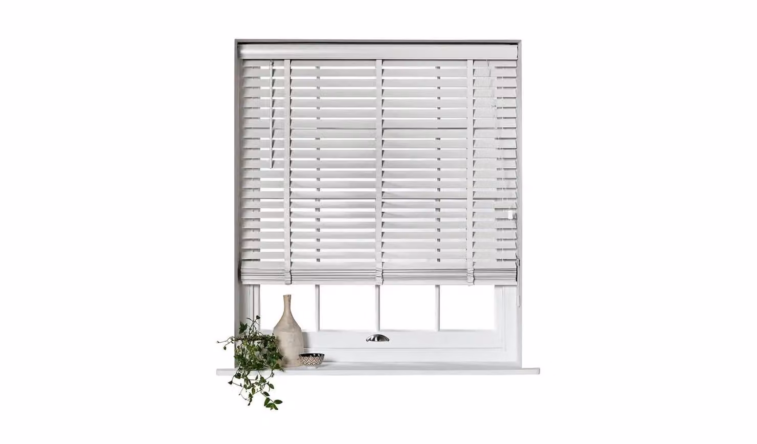 Cheap Furniture Warehouse White Wooden Venetian Blind, 50mm, W: 120 cm, H: 160 cm