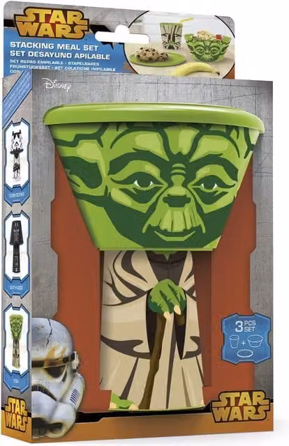 Hasbro Star Wars Yoda 3-Piece Stackable Melamine Meal Set in Green and Multicolour