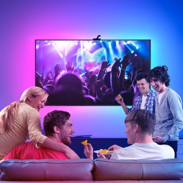 DreamView RGBIC LED TV Backlight with Camera, 3.8m Multicolour LED Strip Light, Black