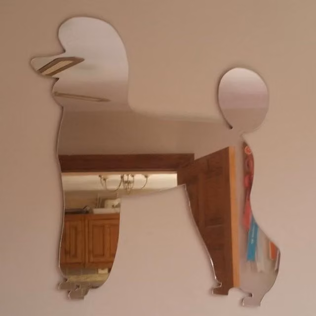 Pet Trim Poodle Silver Acrylic Wall Mirror