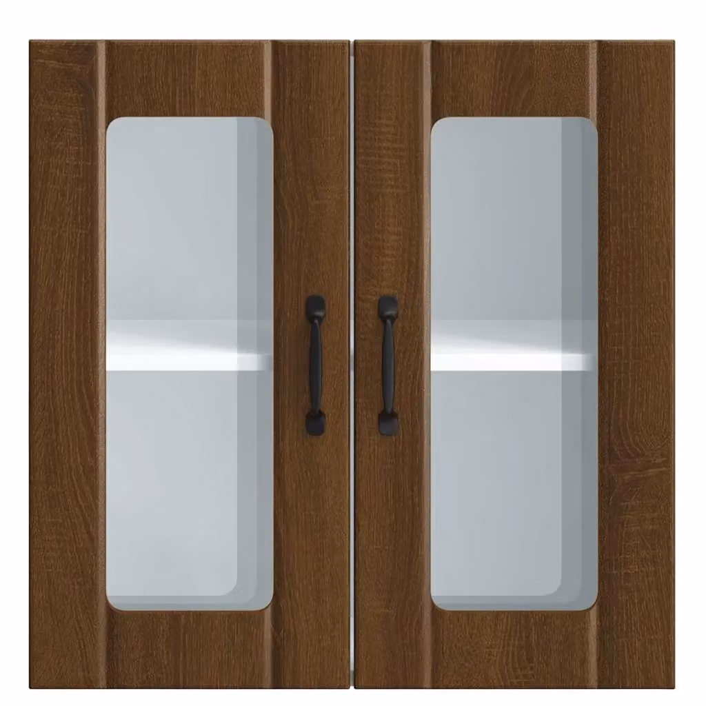 Berkfield Home Lucca Kitchen Wall Cabinet with Glass Doors in Brown Oak – 3