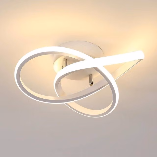 COMELY Modern Interweaving Double Ring LED Ceiling Light, 22W, 3000K, White – 1
