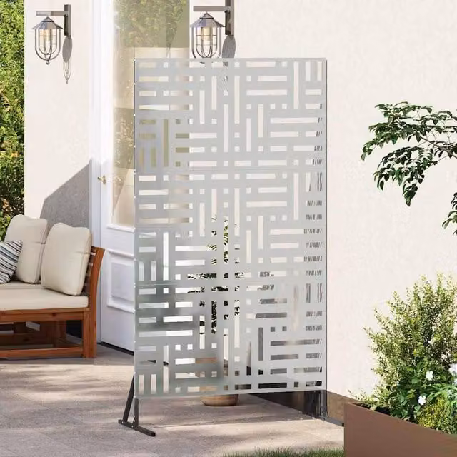 Berkfield Home Rectangular Privacy Screen in Silver Galvanised Steel, Height: 180 cm