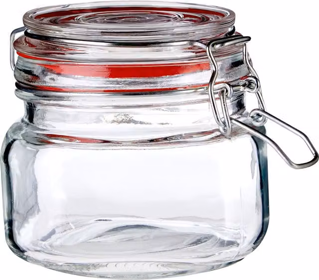Orsina Transparent Glass Storage Jar with Stainless Steel Clip Lid, 500ml – 6