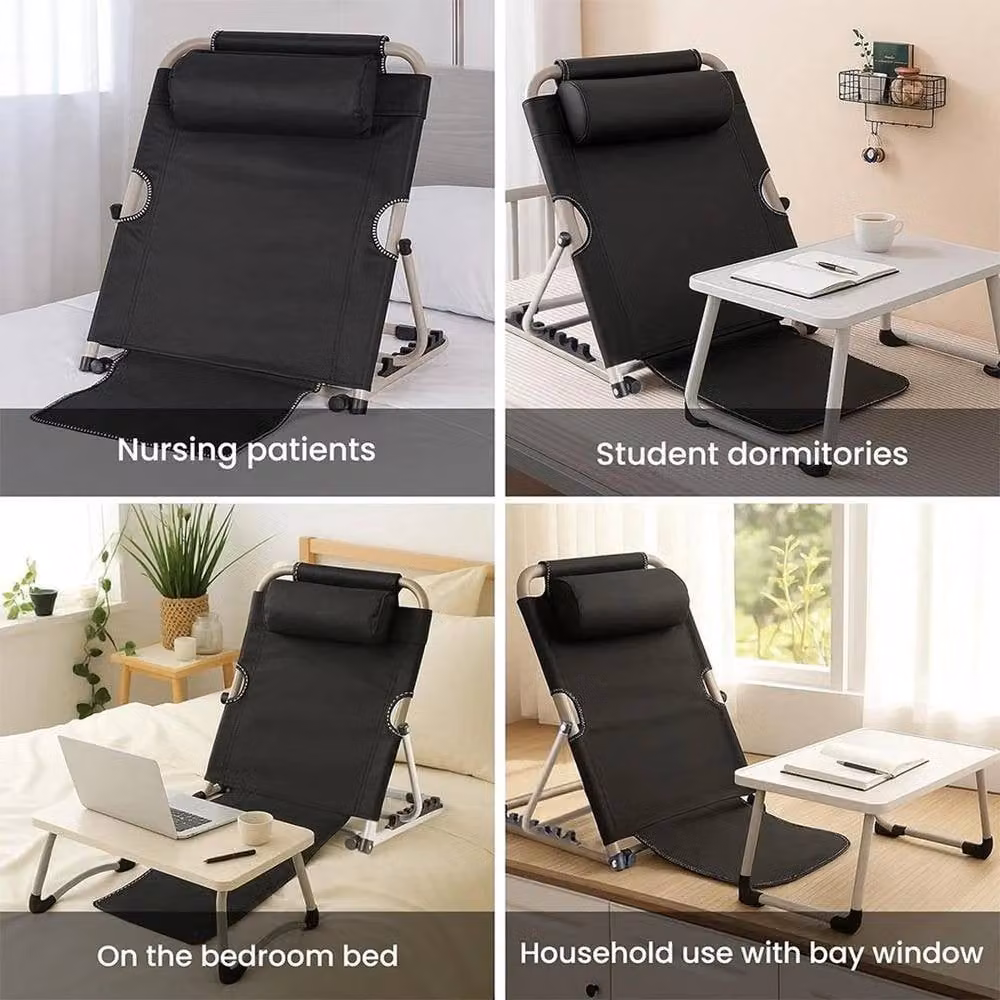 NESTLUNE Folding Bed Backrest Steel Support Frame with Headrest, 6-Position Angle Adjustment, Black – 3