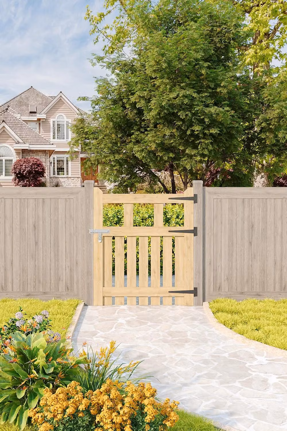 Living and Home Brown Wooden Outdoor Rectangular Garden Gate, W: 76 cm, H: 90 cm – 2