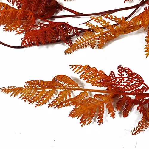Leaf Design UK Artificial Hanging Maidenhair Fern Plant in Autumn Orange, 100 cm – 2