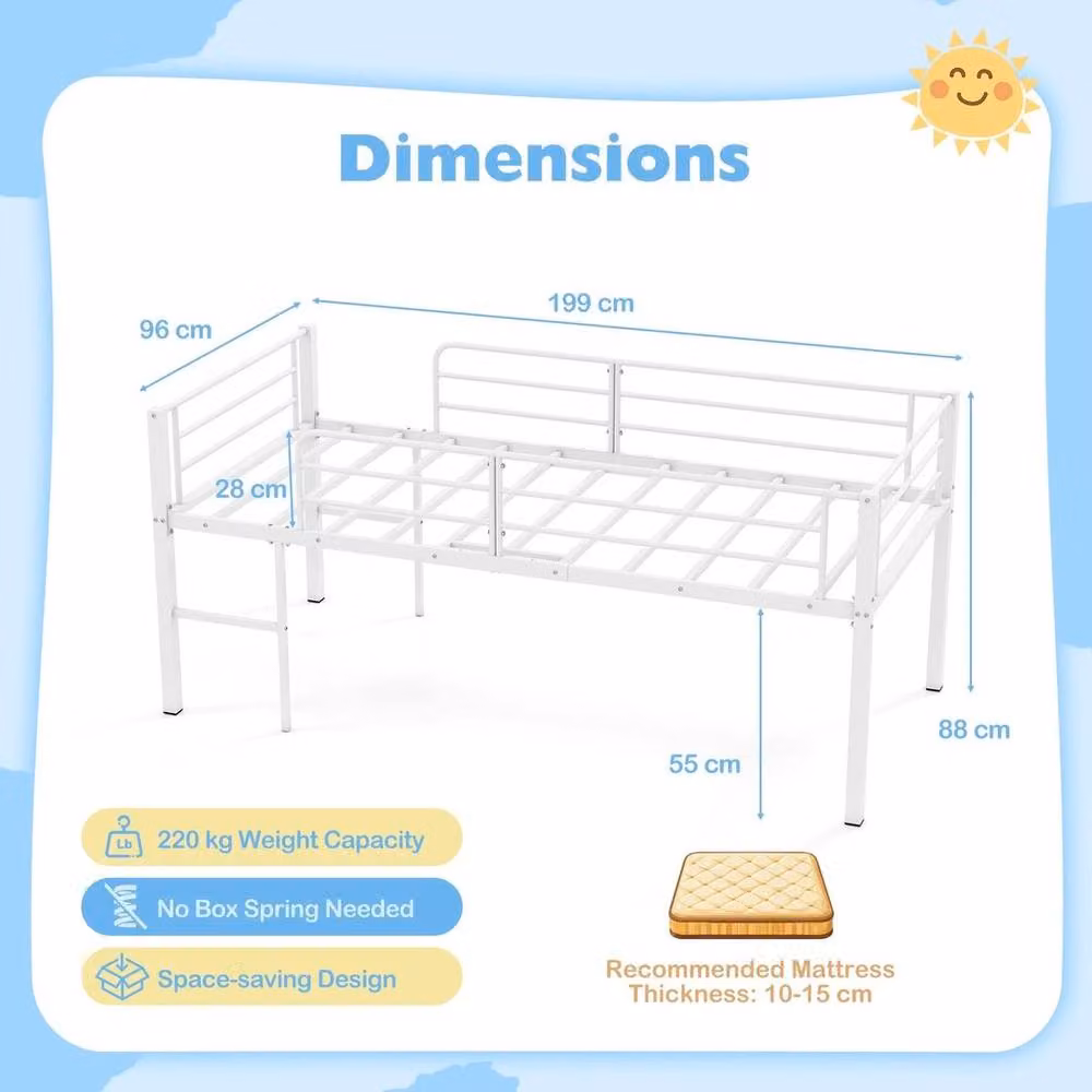 EONLION Single Metal Loft Bed Frame in White – 2