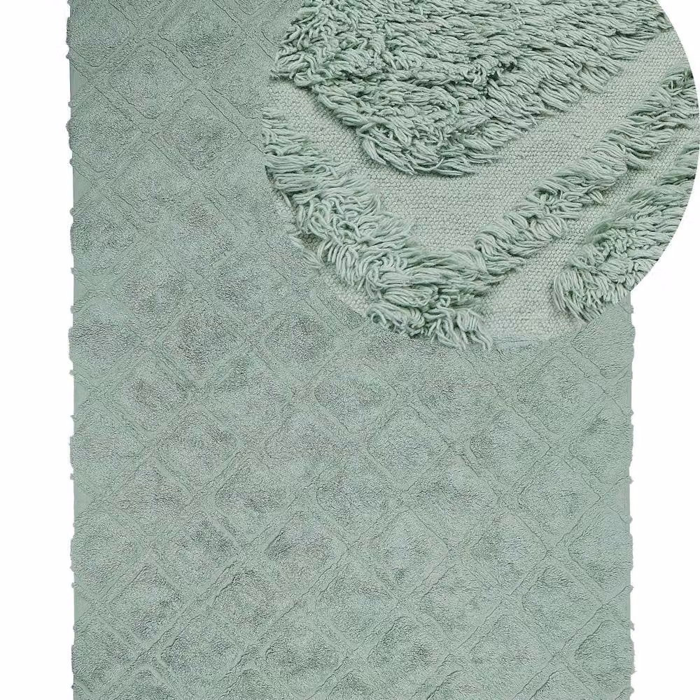 Wyld and Coco Green Geometric Hand-Tufted Cotton Rectangular Rug W: 140 cm, L: 200 cm – 1