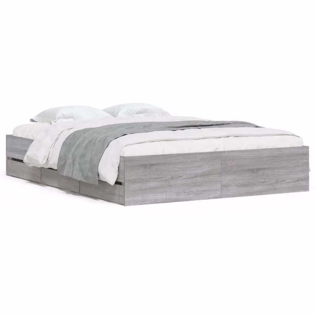 Berkfield Home King Size Bed Frame with Drawers in Grey Sonoma, W/D/H: 150 x 200 cm – 2