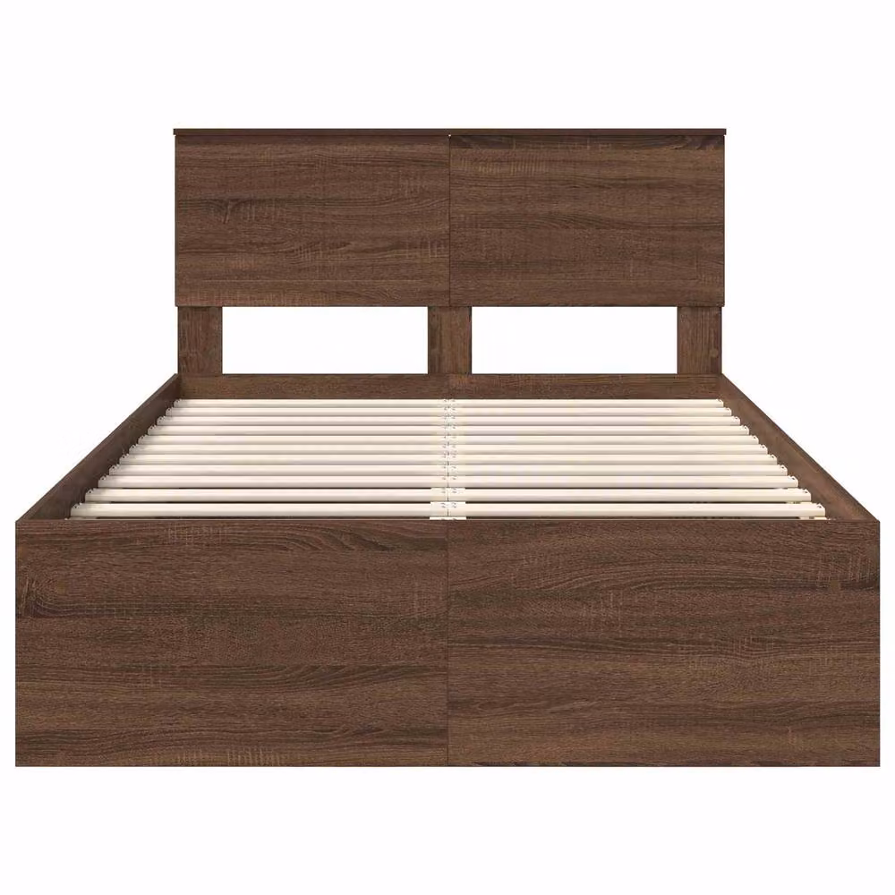 Berkfield Home Bed Frame with Headboard in Brown Oak and Pine Wood, W/D/H: 120 x 190 cm – 3