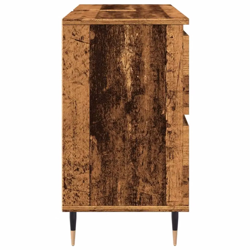 Berkfield Home Old Wood Bathroom Cabinet in Brown, W/D/H: 80 x 33 x 60 cm – 4