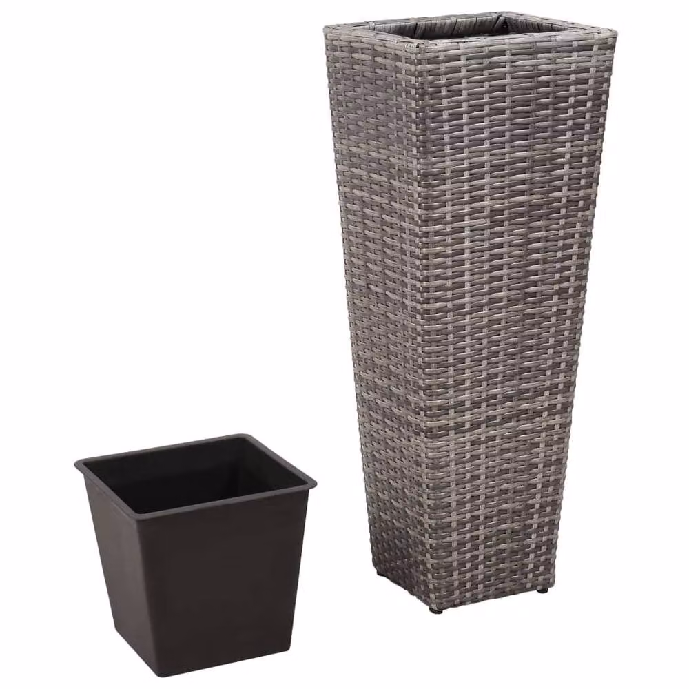 Berkfield Home Garden Grey Poly Rattan Raised Beds, 3 Piece Set – 4