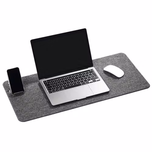 Durable Effect Soft Felt Desk Mat in Grey, W: 70 cm, D: 33 cm – 1