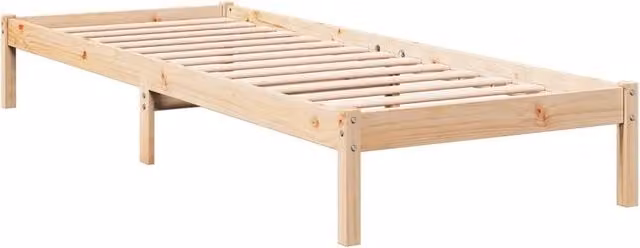 Berkfield Home Decorative Extra Long Solid Wood Bed Frame in Beige, W: 90 cm, L: 220 cm
