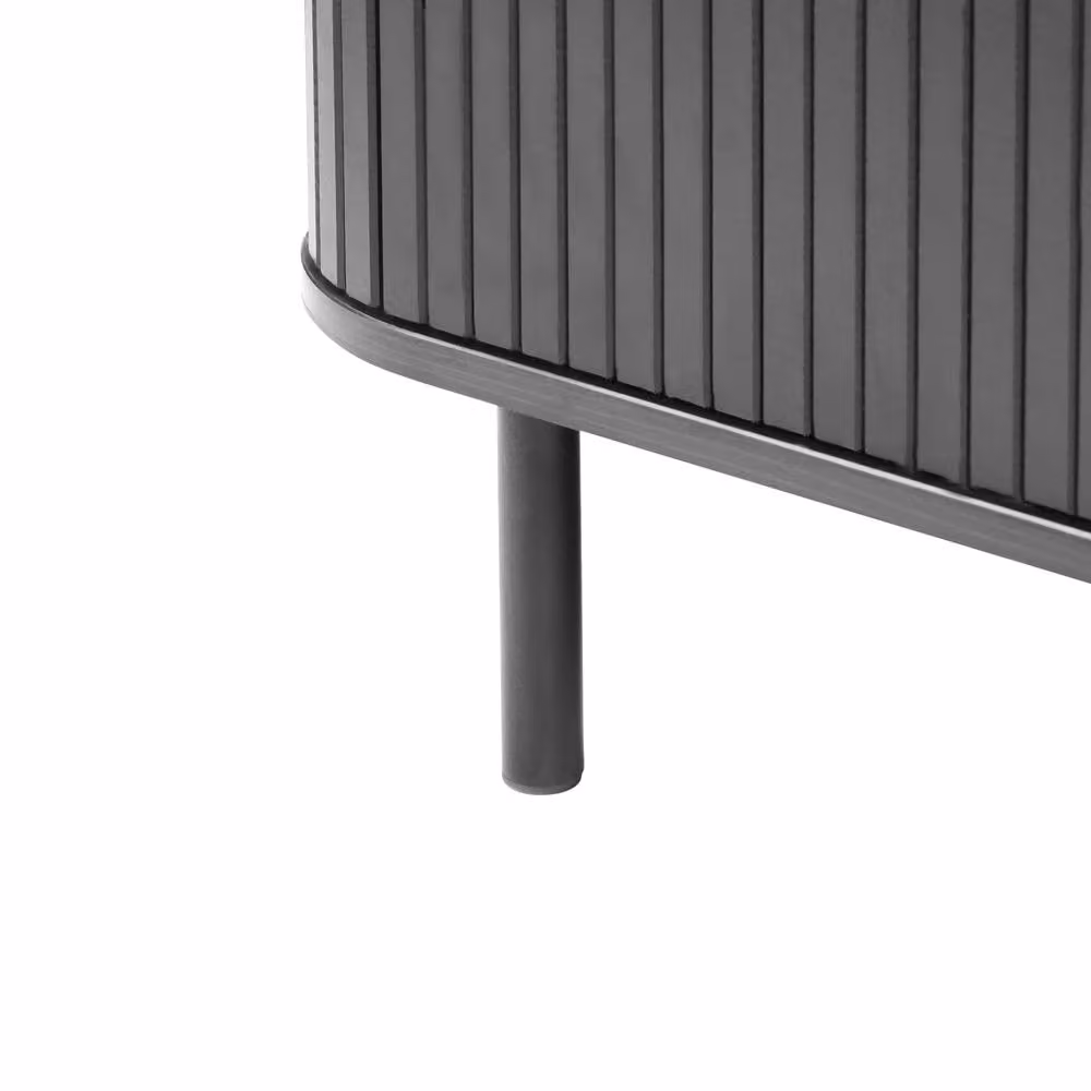 Wyld and Coco Black MDF TV Stand with Metal Legs and Sliding Doors – 4