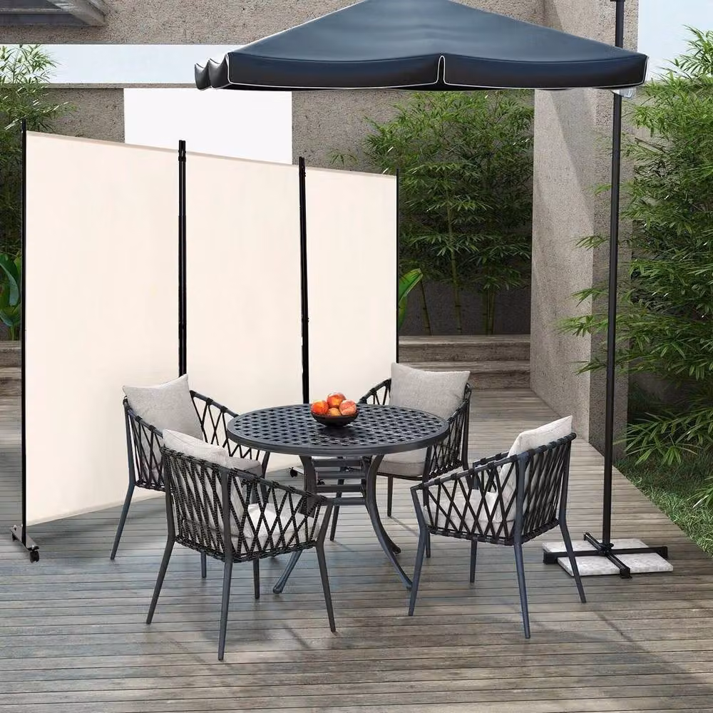 SPETLEK 3 Panel Rolling Room Divider Privacy Screen in White, H 180 cm x W 260 cm – 3