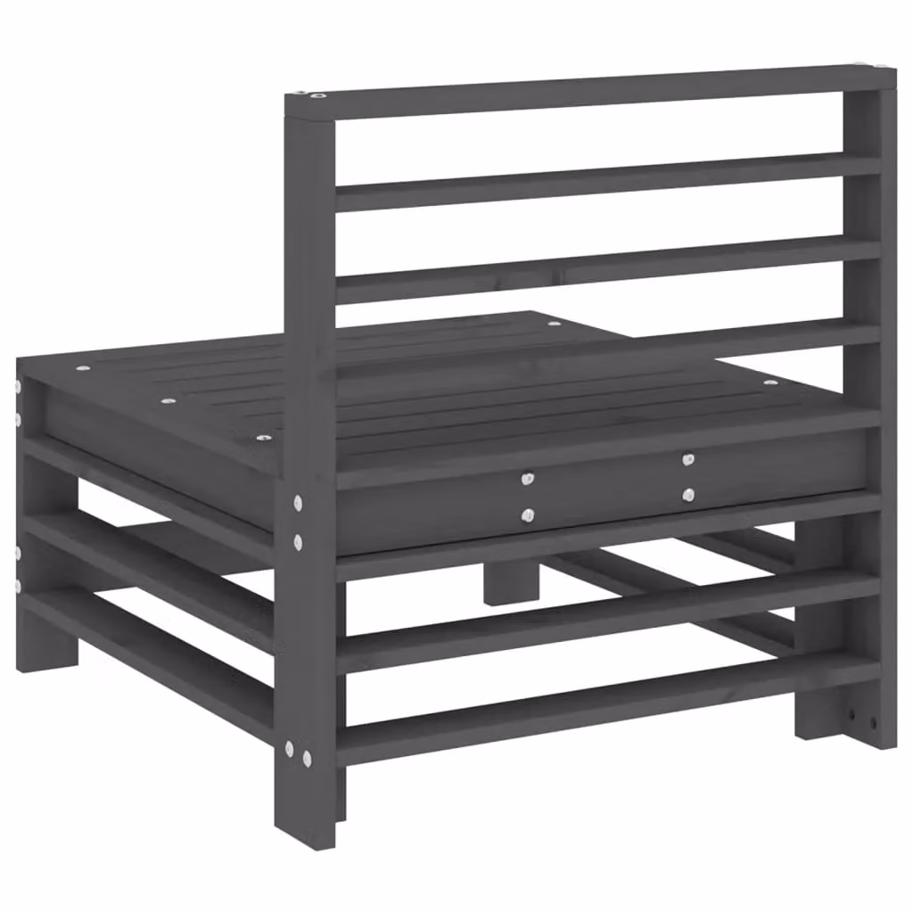 Berkfield Home Garden Rustic Grey Solid Wood Pine Middle Sofa – 4
